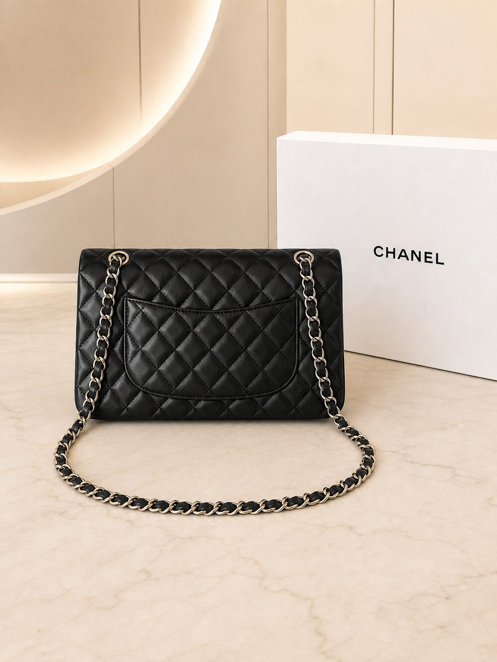 Chanel Classic Medium Black Quilted Lambskin Flap Bag - Picture 4 of 6